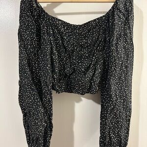 a new day Black Top with White Dots